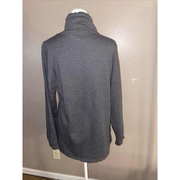 NFL Cincinnati Bengals Sweatshirt Gray Patch Mock Neck Pouch Pocket Drawstring L - Picture 6 of 10